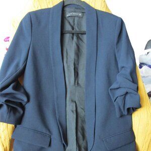 Zara Womens XS Navy Shawl Collar Blazer 3/4 Sleeve Jacket